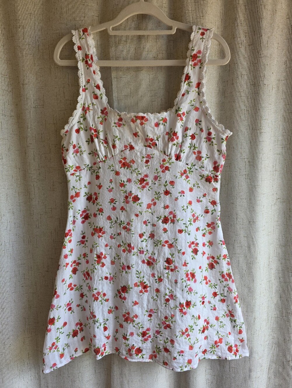Princess Polly Dasha Minidress White with Red Rose Print 8